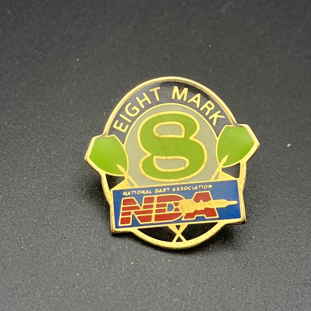National Dart Association NDA 8 Eight Mark Lapel Hat Pin‎
